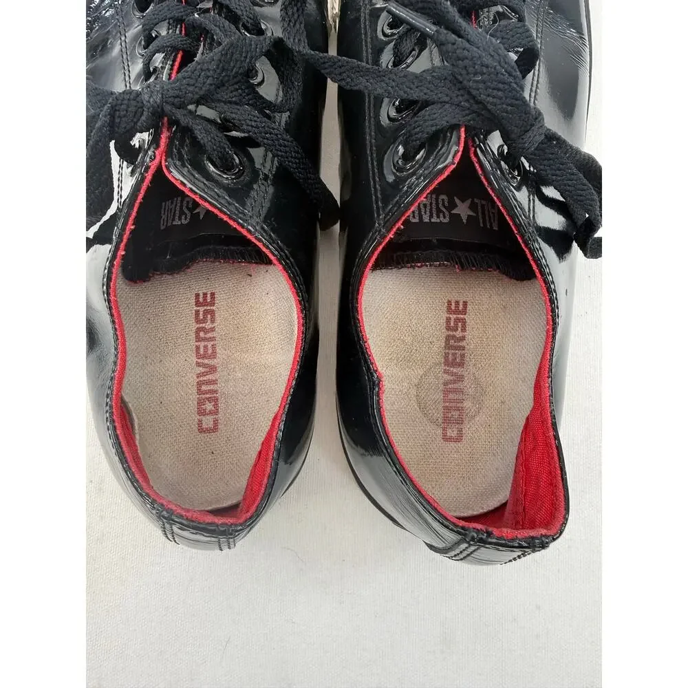 Converse All Star Vintage Y2K Black Patent Crinkle Leather Sneakers Men’s 11 Low
